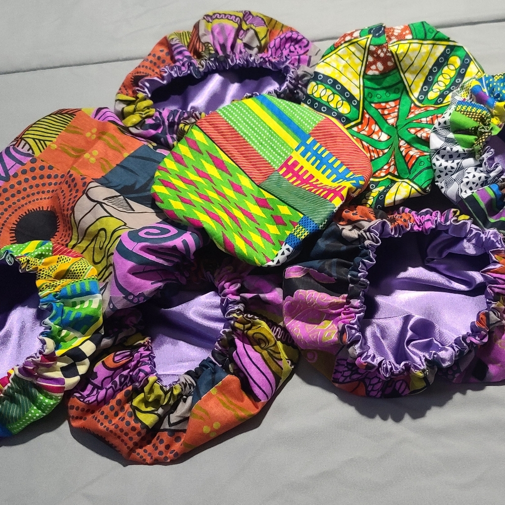 Baby Ankara Satin Lined Bonnets